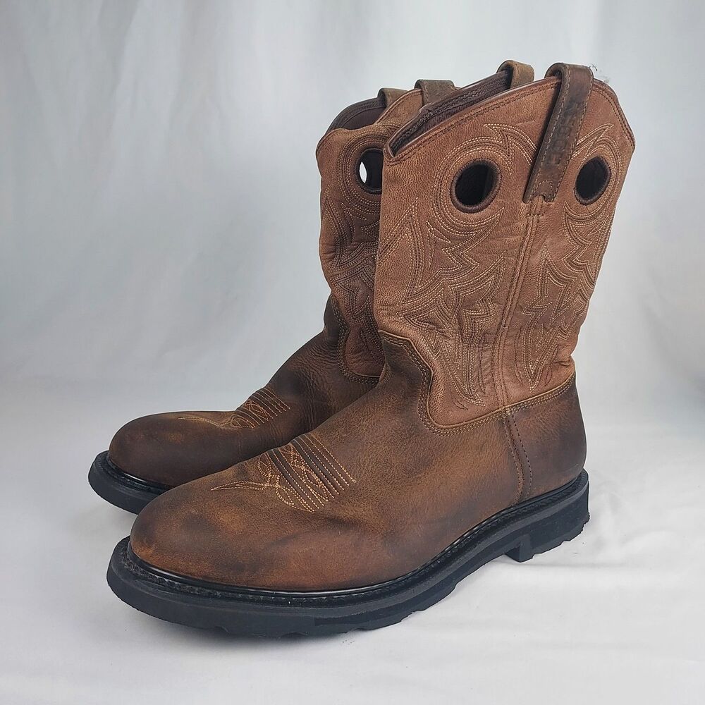 Rocky Farmstead 11in Wellington Work Boot Mens 12W Wide Brown RKYW050